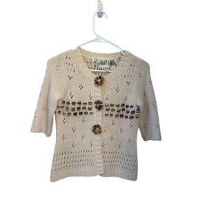 FIELD FLOWER SHORT SLEEVE SNAP CLOSE SWEATER/ CARDIGAN; SIZE XS